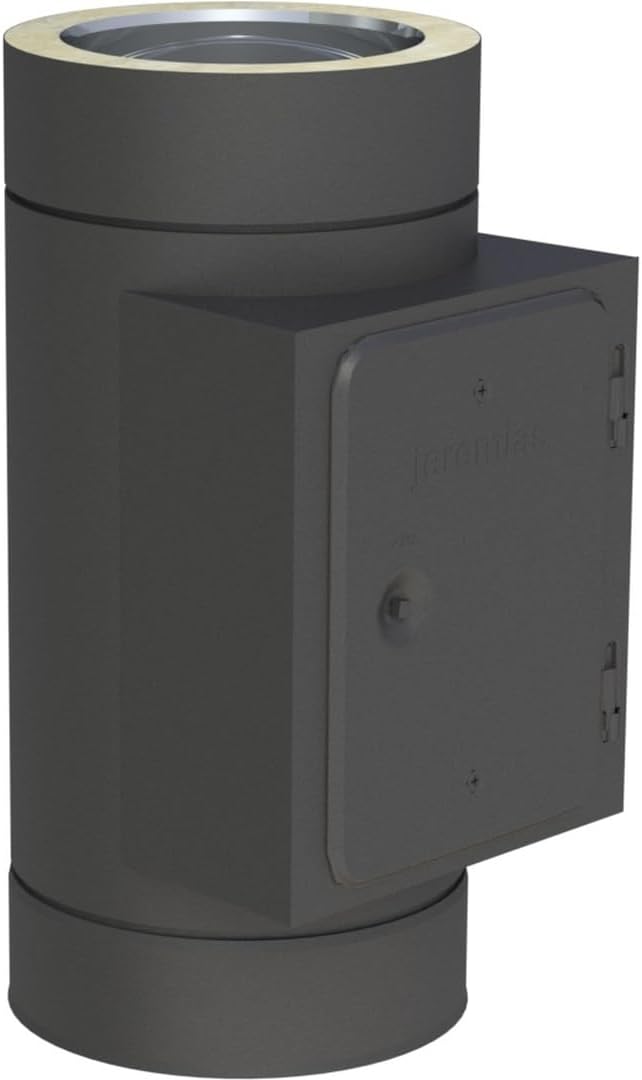 Jeremias DW-Black 150mm Revisionselement 600°C N1 eckige Öffnung 210x140mm doppelwandig Edelstahl pulverbeschichtet für Öl Gas Festbrennstoffe