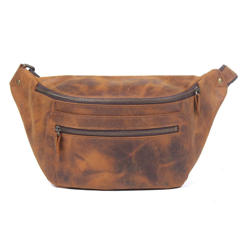 Classic Leather Crossbody Sling Bag for Men