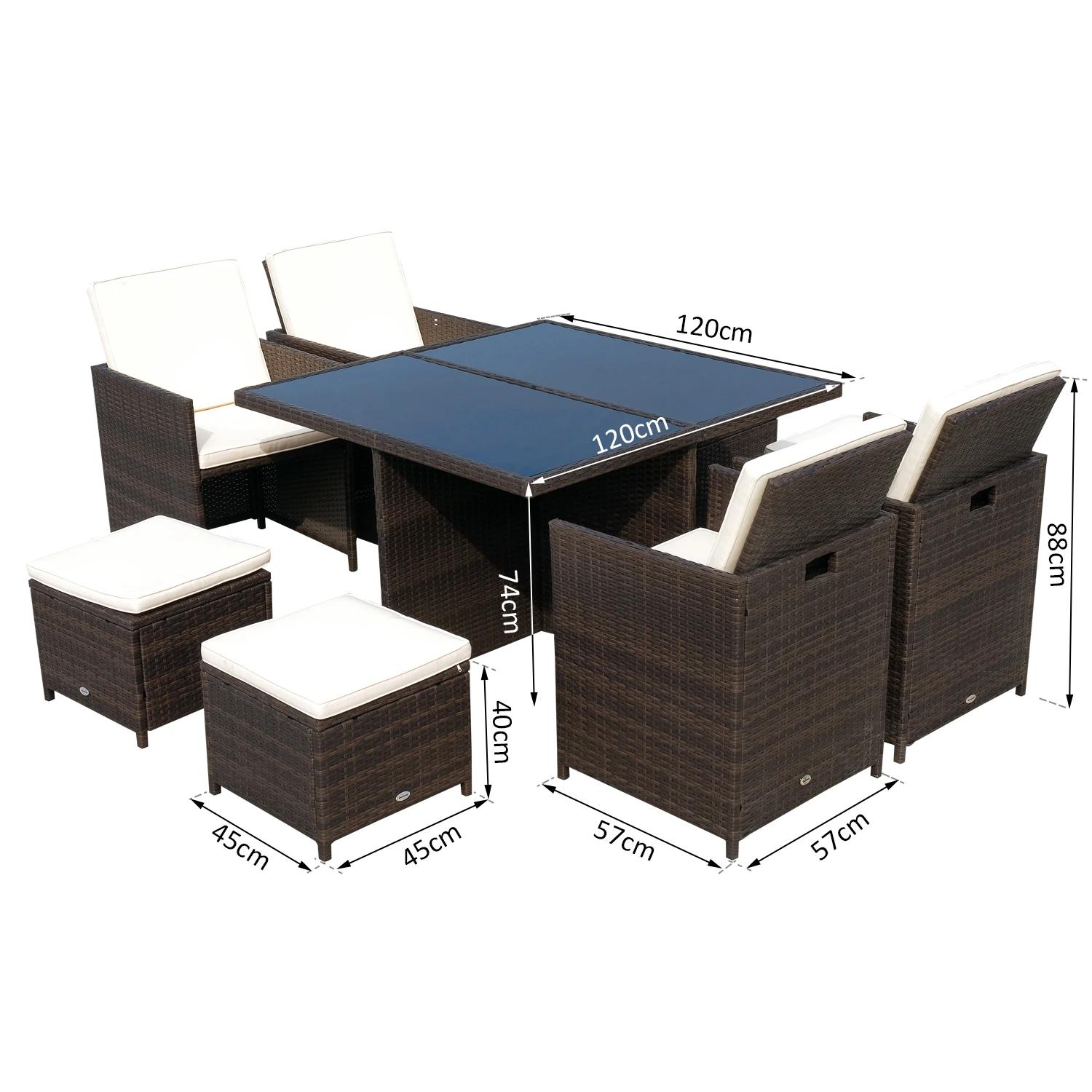 Poly-rotan zitgroep 21-delig Zitset met kussens, tuinmeubelen, aluminium bruin