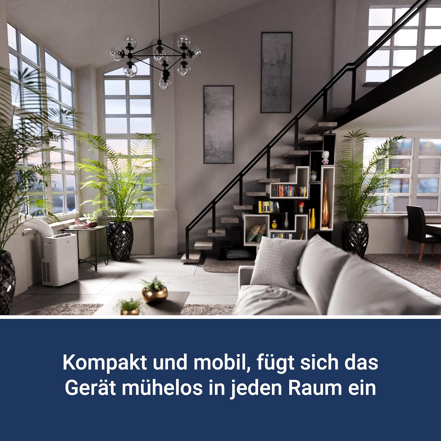 SUNTEC Mobiles Klimagerät Coolfixx 16000 BTU APP – Klimaanlage mobil und leise mit Smart App Steuerung – Entfeuchter für Räume bis 70 qm – Mobile Kühlung & Heizung für zuhause – 16.000 BTU