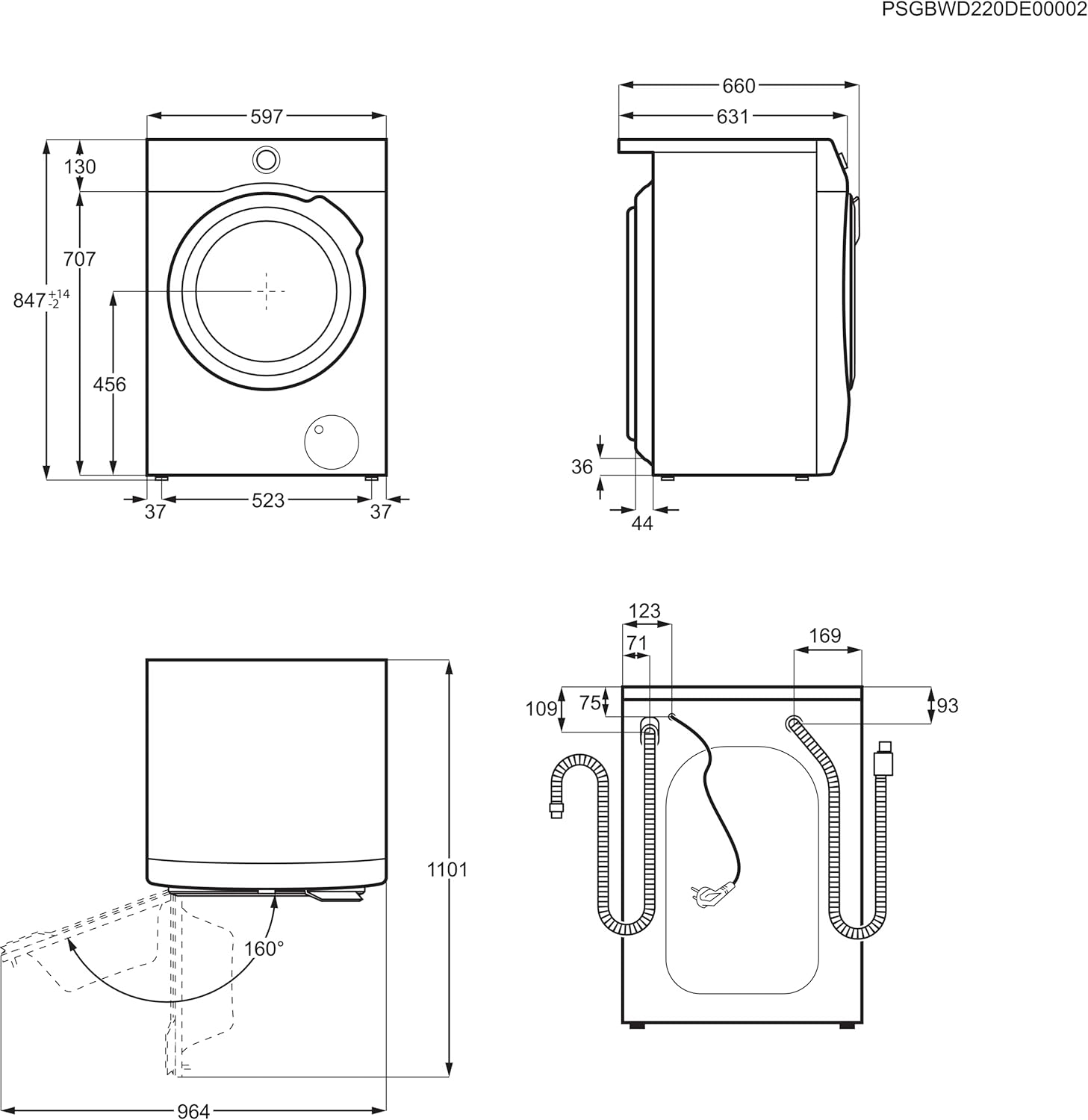 AEG L7WBA60680 Waschtrockner / DualSense - schonende Pflege / 8 kg Waschen / 5 kg Trocknen / D / energiesparend / Mengenautomatik / Nachlegefunktion / ProSteam - Auffrischfunktion / 1600 U/min