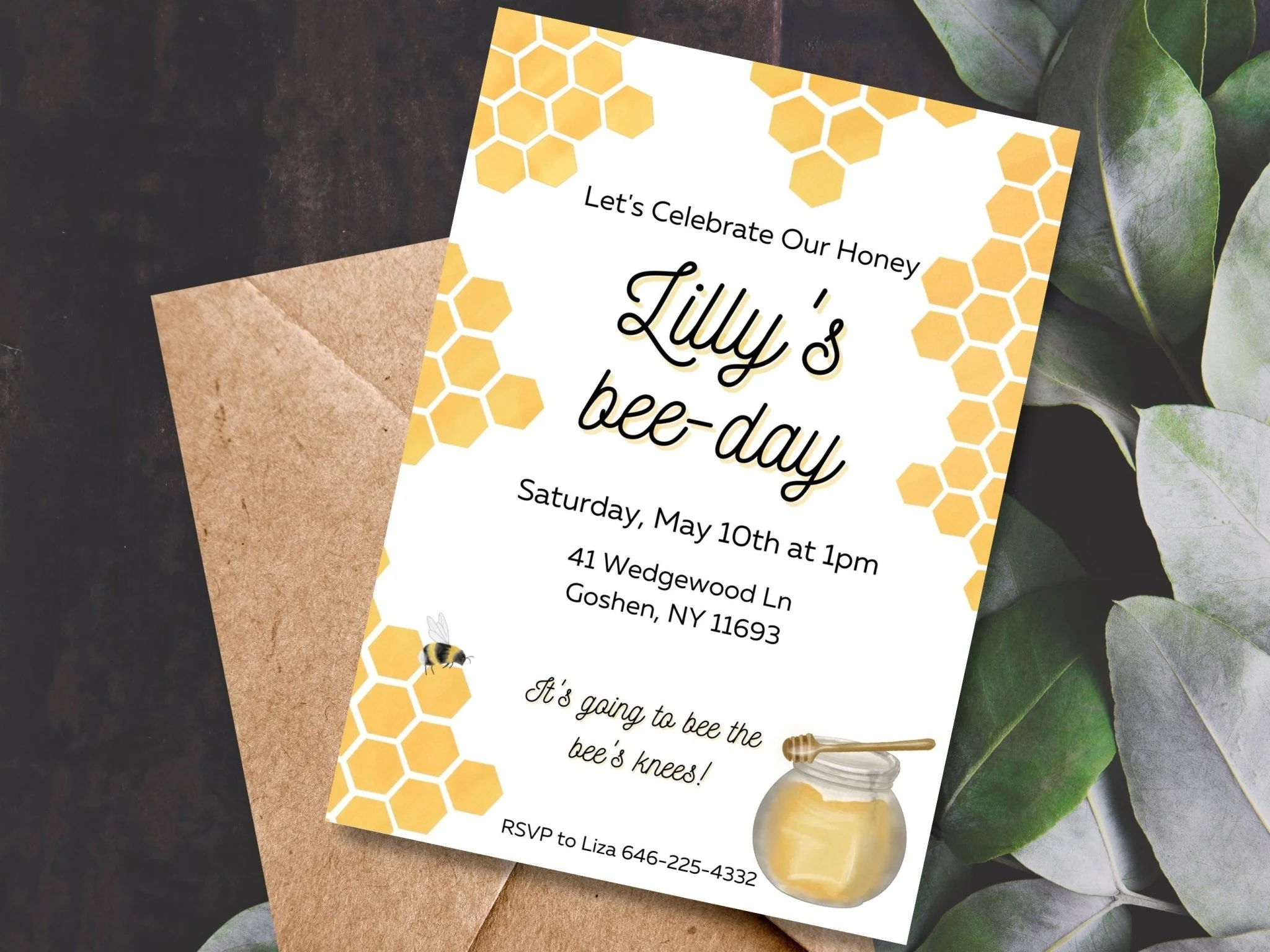 Bee Themed Birthday Invitation, Bee-Day Birthday, Bee-Day Birthday Invitation, Editable Bee Themed Invite