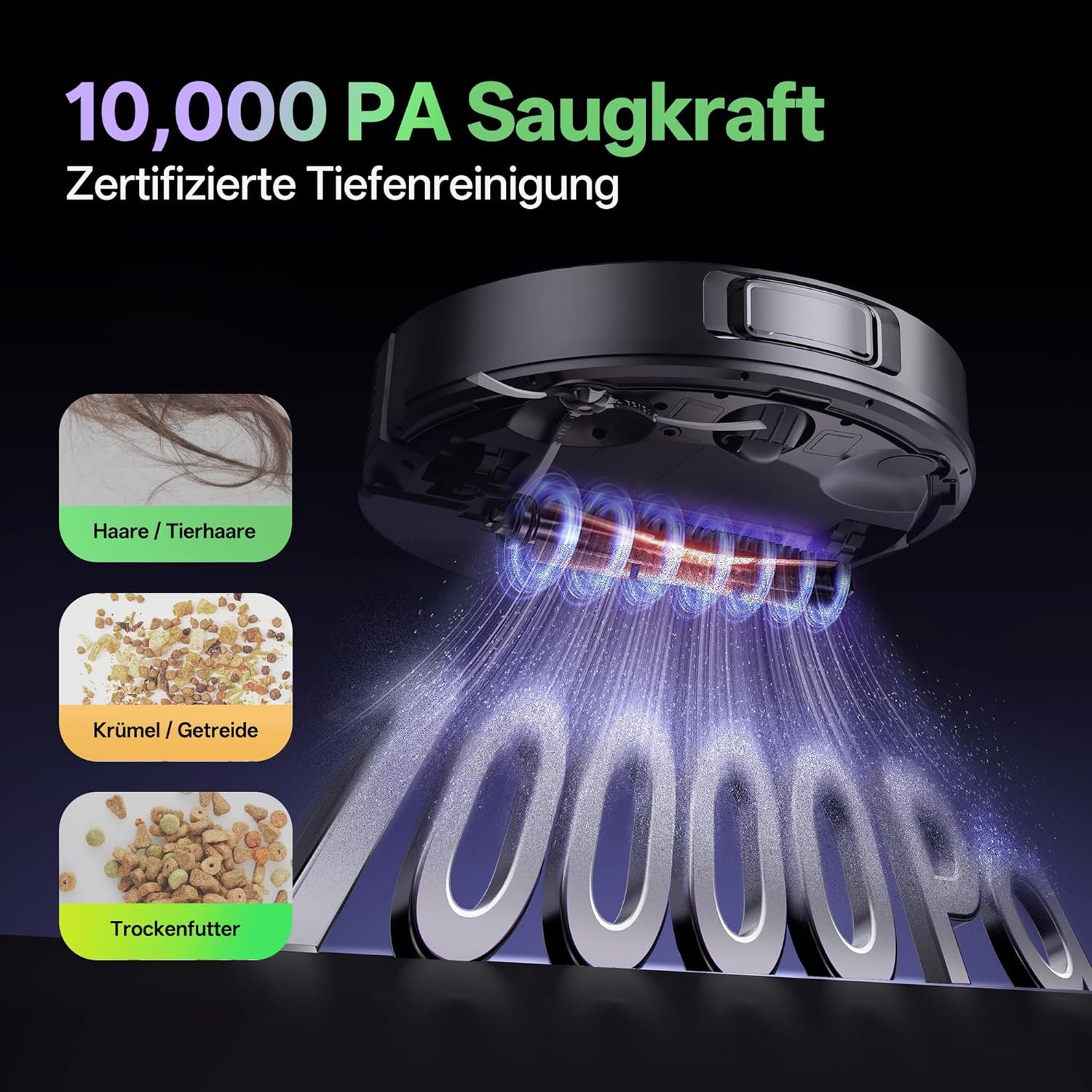 Vexilar W15 Saugroboter mit Wischfunktion, Beutelloser Multi-Zyklon-Absaugstation Staubsauger Roboter, 10000Pa, LiDAR Navigation, 3-in-1 Saug und Wischroboter, 180Min Max, App- & Sprachsteuerung