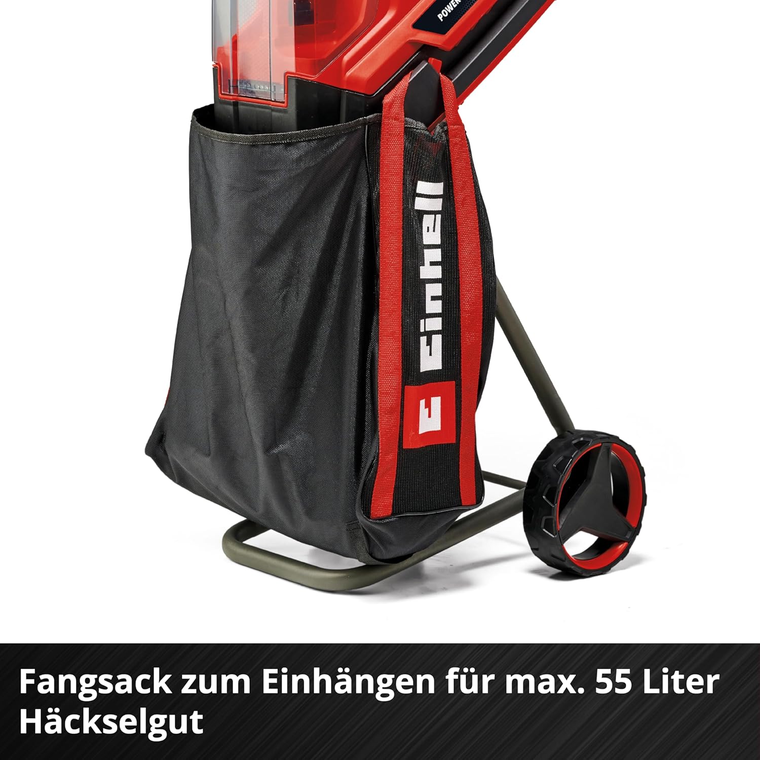 Einhell Akku-Messerh?cksler REDAXXO 36/25 Power X-Change (36 V, max. 25 mm Astst?rke, 3 Wendemesser aus Stahl, 55 L Fangsack, Transportgriff, Stopfer)