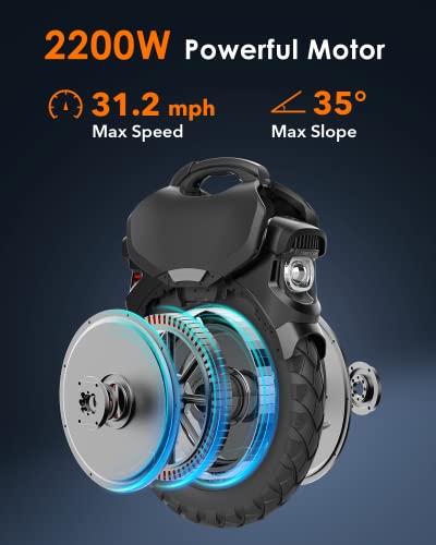 INMOTION V11 Electric Unicycle, 18′�?Self-Balancing with 3.35′�?Air Suspension, 75-Mile Range, 34 MPH Speed