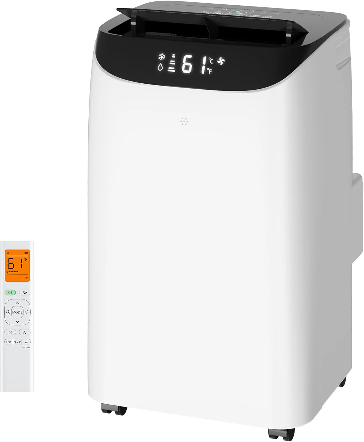 14.000 BTU Portable Air Conditioner Cools Up to 700 Sq.Ft. 3-IN-1 Energy Efficient Portable AC Unit with Remote Control & Installation Kits for Large Room. Campervan. Office. Temporary Space