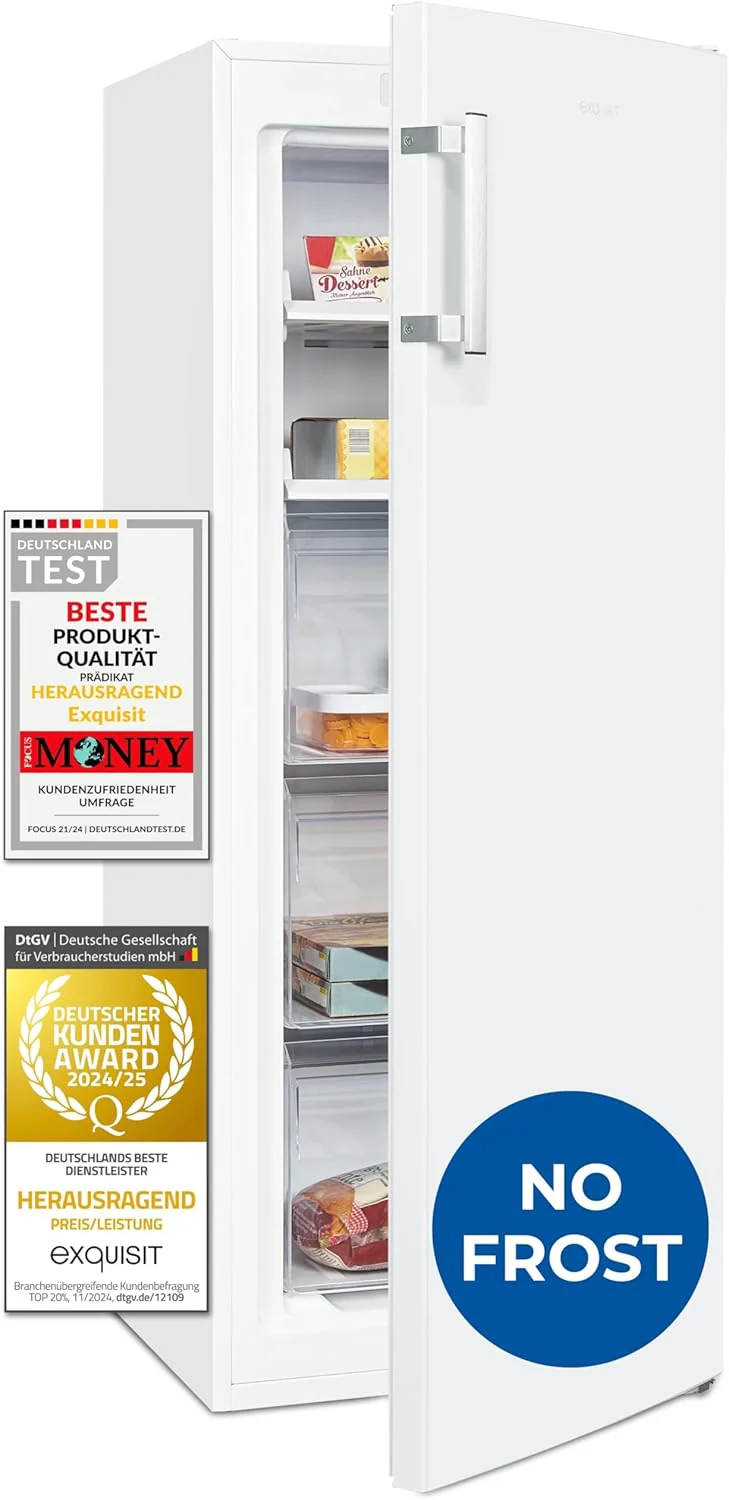 Exquisit Gefrierschrank NoFrost, Tiefk��hlschrank gro?, 161 Liter, Schnellgefrieren, Alarm-Funktion, GS5231-NF-H-040C weiss