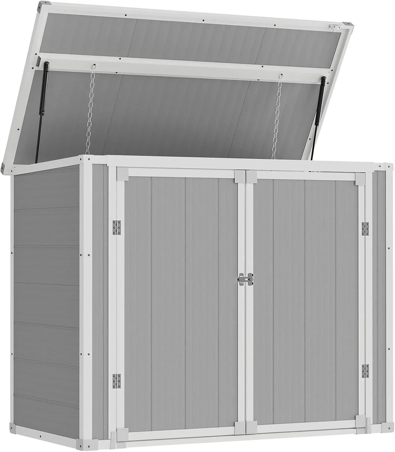 Amopatio 41 Cu Ft Horizontal Outdoor Storage Shed Resin Trash Can Storage Resin Shed Garden Tools