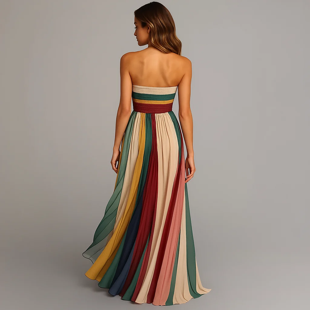 Tr?gerloses Plissee-Maxikleid f��r Damen