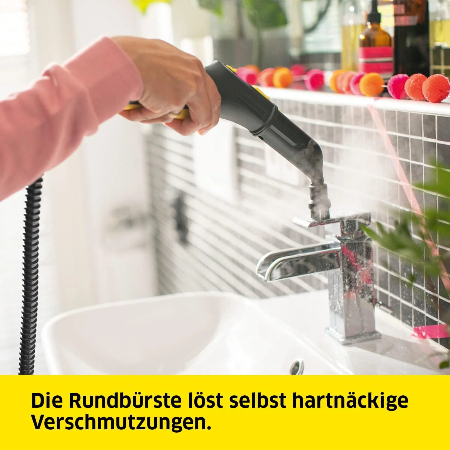 Krcher Dampfreiniger SC 5 EasyFix mit Heiwasser-Zuschaltung, Dampfdruck: 4,2 bar, Aufheizzeit: 3 min., Flche: ca. 150 m, Tank: 0,5 l + 1,5 l, inkl. Bodenreinigungsset EasyFix und Düsen