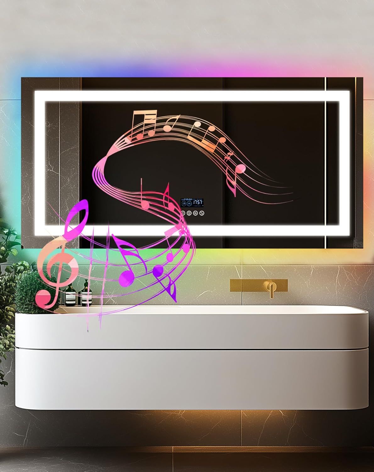 LUVODI 1200x600mm LED Bathroom Mirror with Bluetooth and Dimmable Lighting