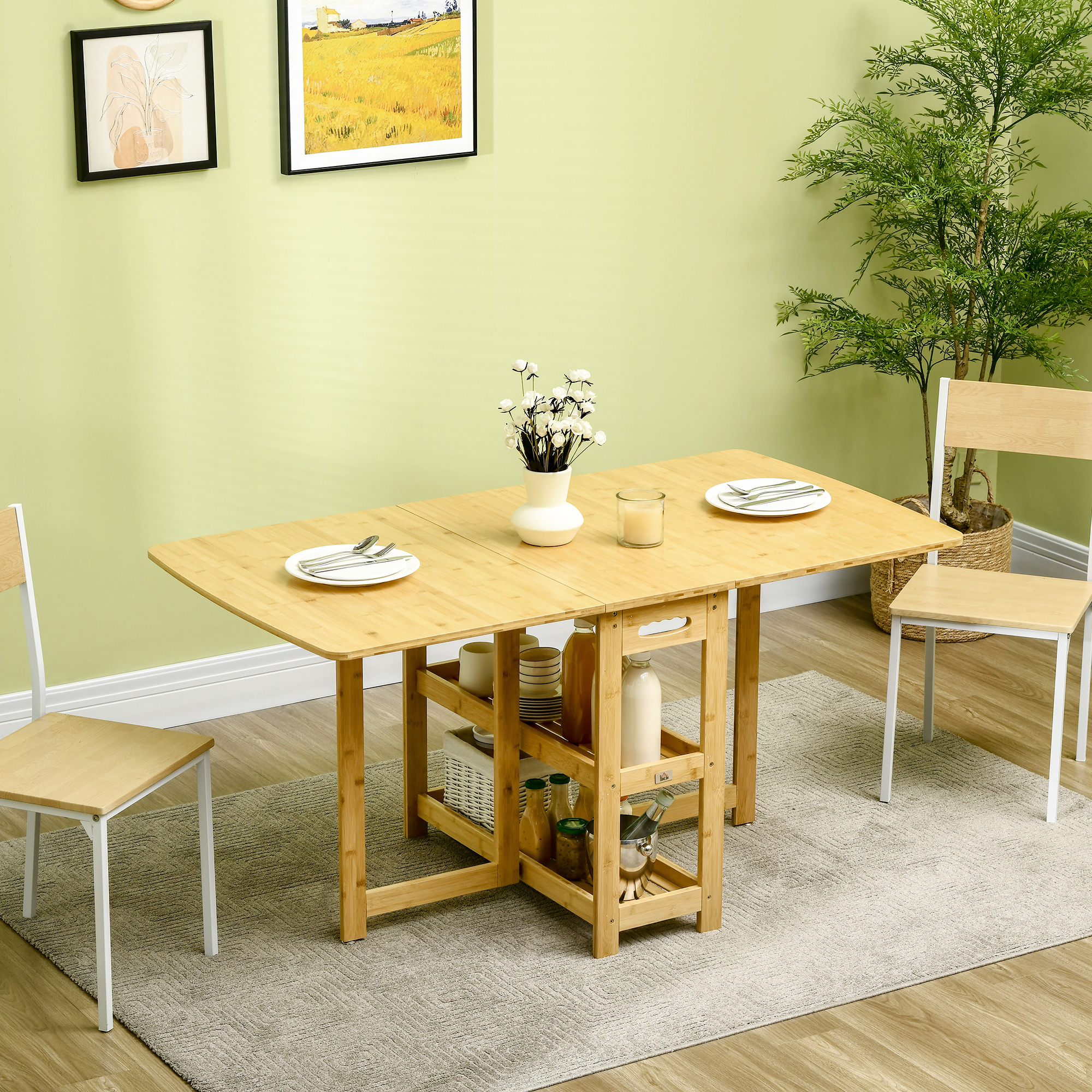 eettafel klaptafel met opbergvakken eetkamertafel keukentafel naturel hout