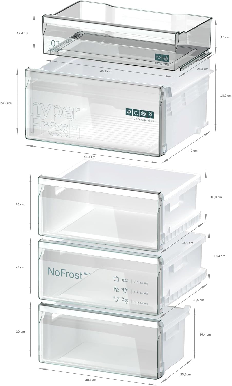 Siemens KG39NXXBF iQ500 Kühl-Gefrier-Kombination, 203 x 60 cm, 280 L Kühlen & 119 L Gefrieren, hyperFresh Box ideal Kühlung für Obst und Gemüse, noFrost, LED Beleuchtung