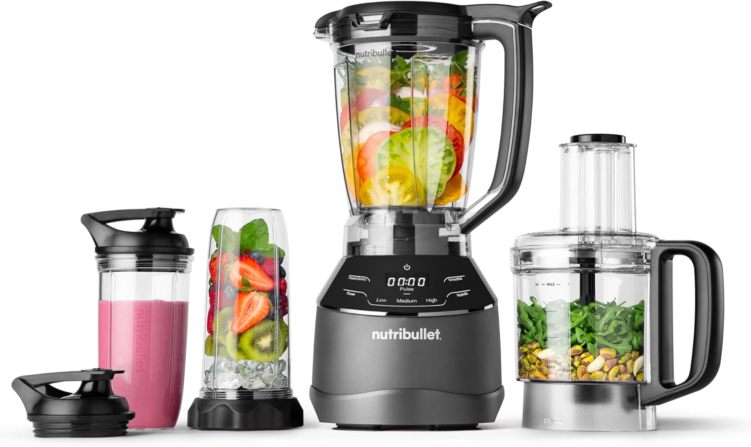 NutriBullet Smart Touch Triple Prep System Blender 1500W, Black, Full-sized Blender - Personal Blender - 7-Cup Food Processor In One (NBKS07100)