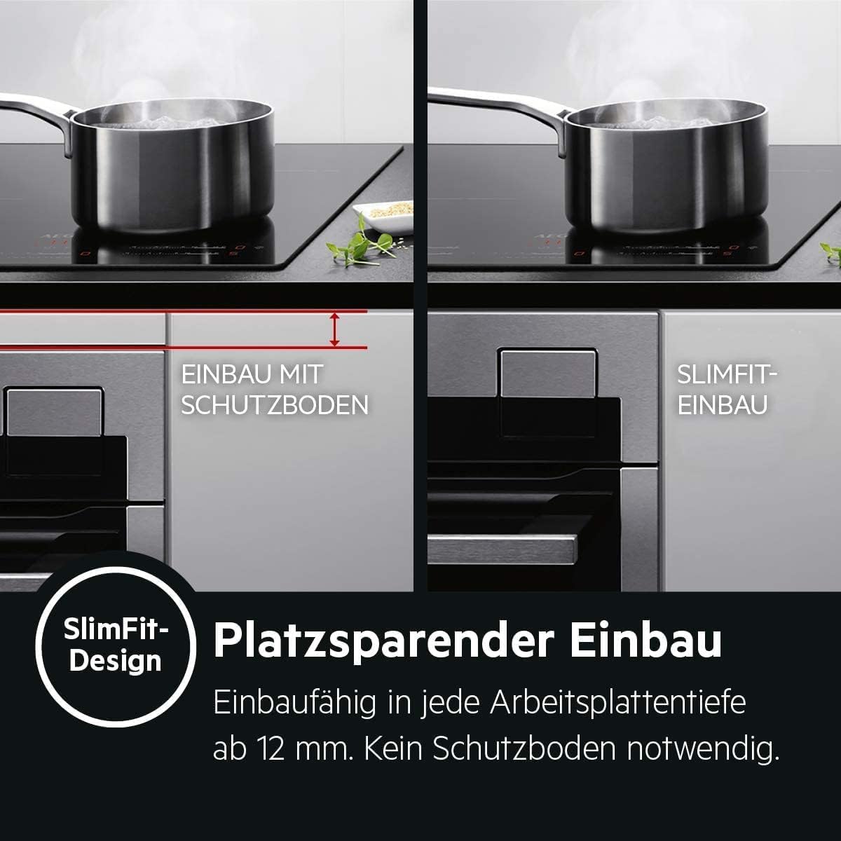 AEG Induktionskochfeld autark 80cm mit Dunstabzug / Made in Germany / 4 Flex-Kochzonen mit Bridge (Kombination 2er Zonen) / Auto-Funktion des Dunstabzugs / Aktivkohlefilter / COLI84COXB