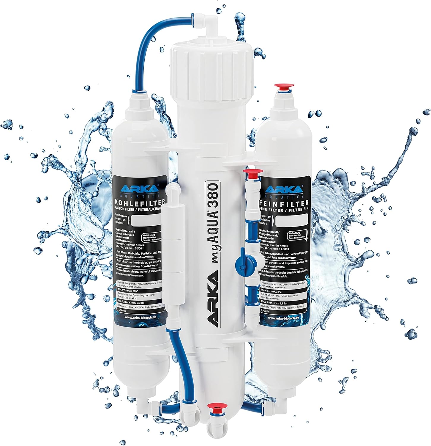 ARKA myAQUA 1900 Umkehrosmoseanlage 1900 L/Tag - Wasserfilter & Enthärtungsanlage, entfernt bis zu 99% Salze, Schadstoffe & Bakterien - Für Aquarien & Haushalt
