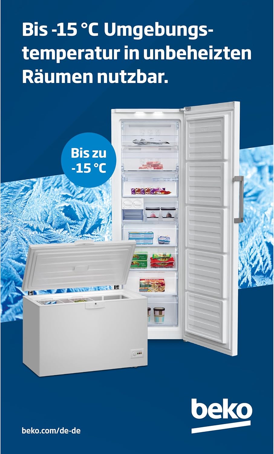 Beko FSE1074N b100 Tisch-Gefrierschrank, 95 l Gefrieren, Stand-Gefrierschrank, MinFrost minimale Eisbildung, 37 dB, Weiß