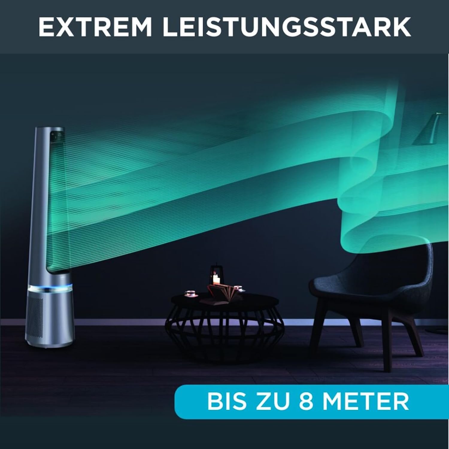 Rowenta QU5062 Eclipse 3in1 Luftreiniger, Heizlüfter, Ventilator, filtert 99,9% der Partikel, für 30 m2 Raumgröße, schnelle Heizung bis zu 35°C, automatischer Tag- und Nachtmodus, Schwarz/Grau