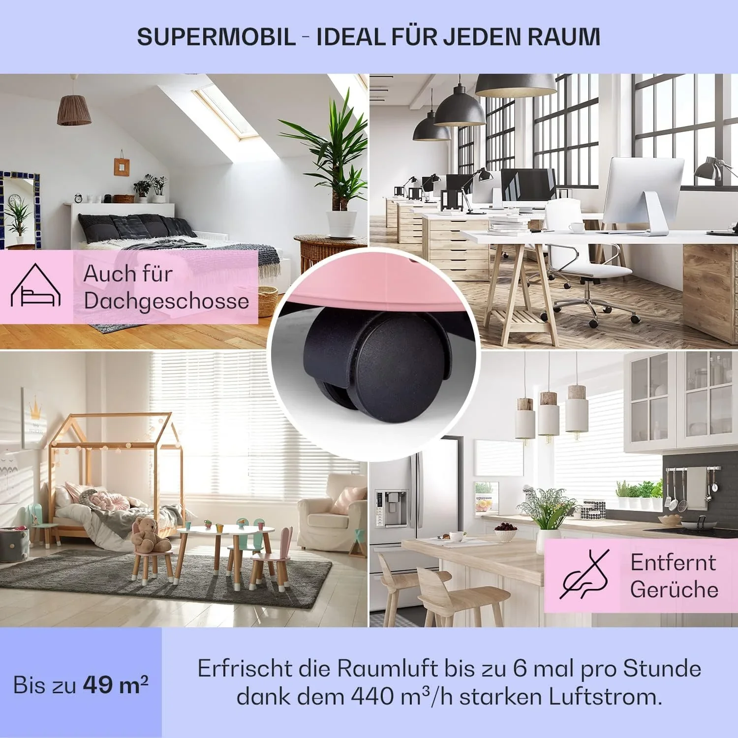 Klarstein Mobile Klimaanlage mit Abluftschlauch, 5-in-1 Klimager?t, Ventilator, Luftentfeuchter, Luftreiniger & Nachtmodus, App-Steuerung, Kleine & Portable, f��r Wohnung & B��ro, 12000 BTU