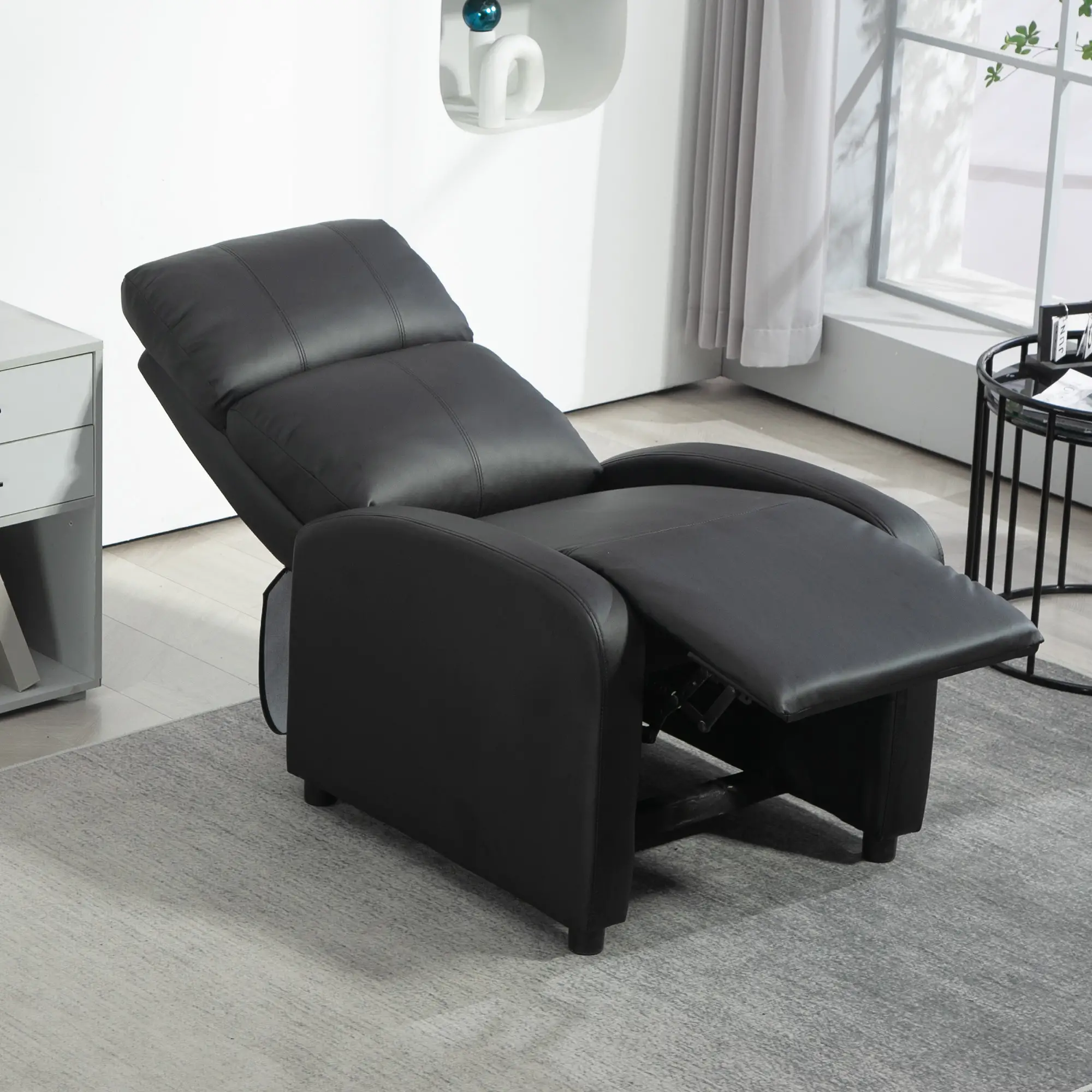 HOMCOM Relaxfauteuil, tv-stoel met ligfunctie, dik gestoffeerd