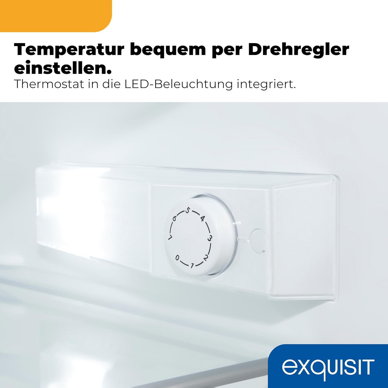 Exquisit Vollraumkühlschrank 133 l Nutzinhalt, Energieklasse E, 40 dB(A) kompakte Bauform, LED-Innenbeleuchtung, manuelle Temperaturregelung, Flaschenfach, Gemüseschublade KS516-V-H-010E weiss