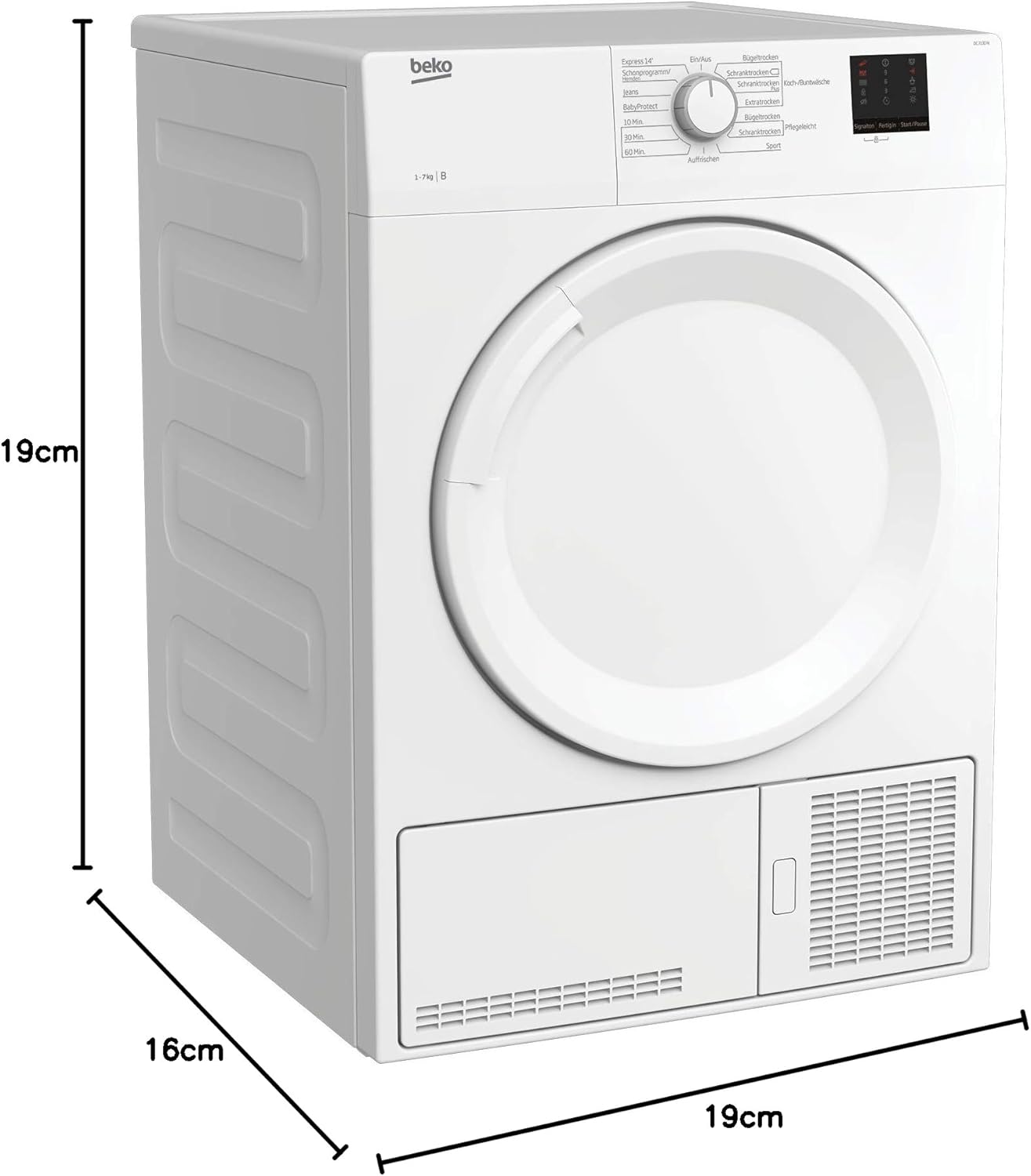 Beko DC 7130 N b100 Kondenstrockner, 7 kg, Elektronische Feuchtemessung, Automatischer Knitterschutz, AquaWave-Schontrommel, 15 Programme, Express Programm