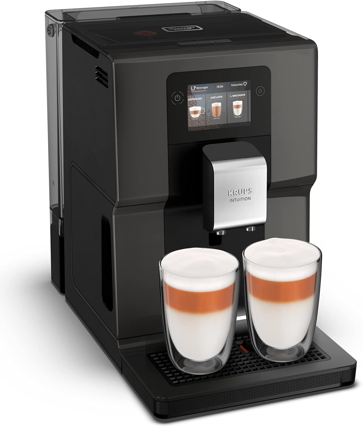 Krups Intuition Preference Kaffeevollautomat mit Milchschlauch, 11 Getränke, Personalisierung, 2-Tassen-Funktion, Kaffeemaschine, Schwarz, EA872810