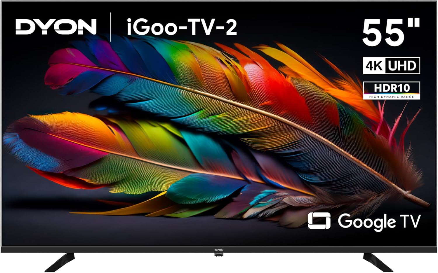 DYON iGoo-TV 55U-2 – 55 Zoll (139 cm) 4K Ultra-HD Smart TV mit Google TV, HDR10, Triple Tuner (DVB-S2/C/T2), WLAN, Bluetooth, Google Assistant, Netflix, Prime Video, [Mo2025]