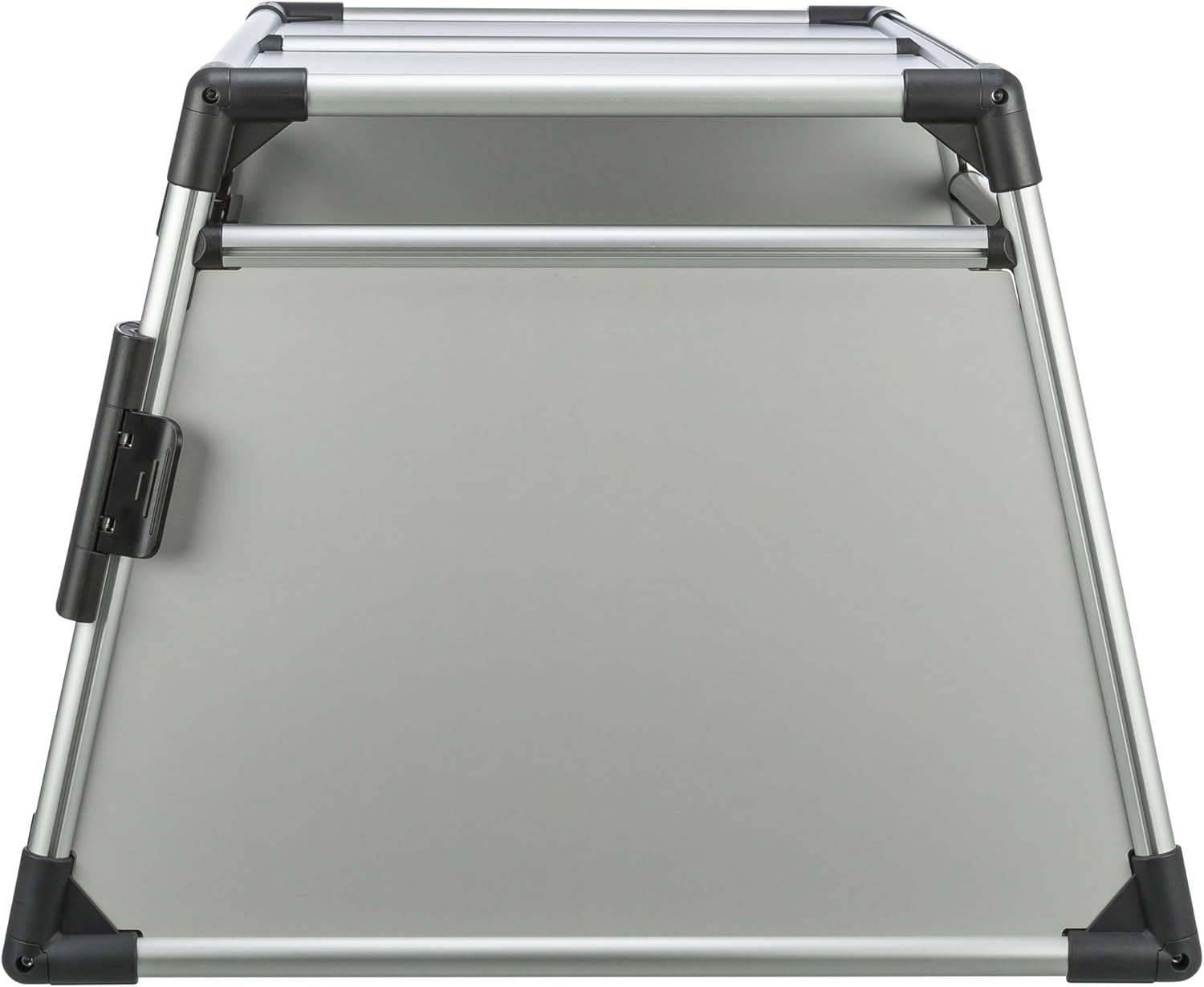 TRIXIE Hunde-Transportbox, Aluminium, L: 92 x 64 x 78 cm, grafit, rutschfste Liegematte, Klettleiste am Boden, Sicherheitsverschluss, stabil und geruscharm, hochgeschlossene Wnde - 39338