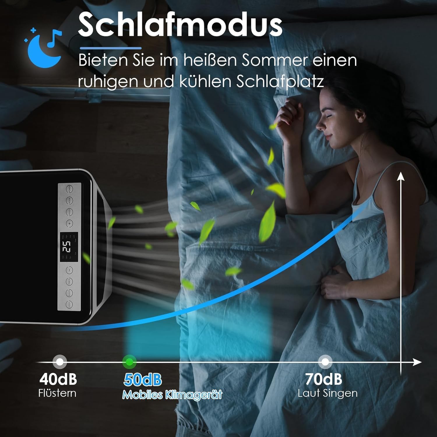LIFERUN Mobiles Klimagerät, 4in1, Kühlen, Entfeuchten, Ventilieren, Staubfilter, 9000BTU/h 2,6kW, Mobile Klimaanlage mit Abluftschlauch, Fernbedienung, 24H-Timer, Schlafmodus, für Räume bis 31 m²