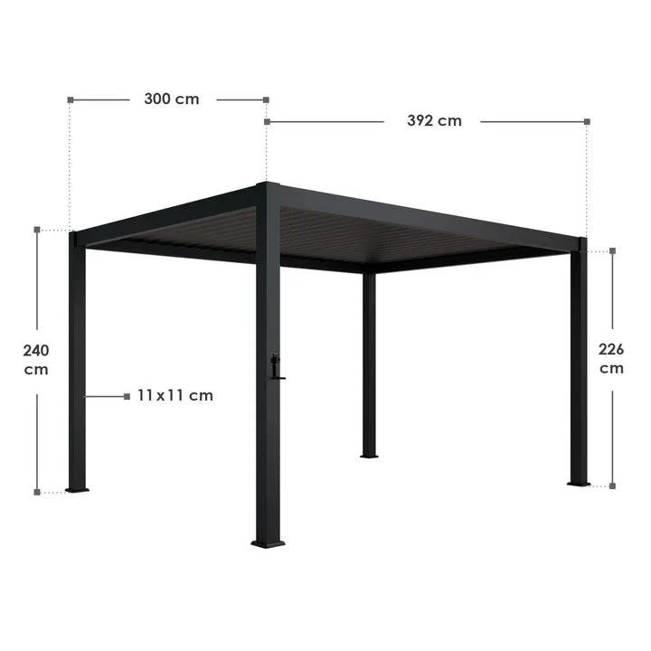 Lamellendach Tahiti 3x4 m mit verstellbaren Lamellen Anthrazit