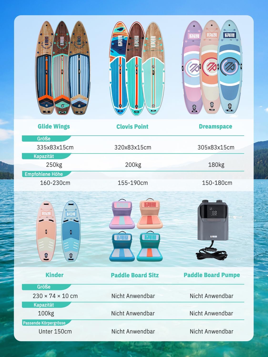 Niphean Stand up Paddling Board mit Sitz, (Ultraleichtes) SUP Board für Frauen, Standup Paddle Board mit +30% Balance StabilTrac-Finne, Anti-Rutsch Inflatable Paddle Board für Yoga&Haustierfreundlich