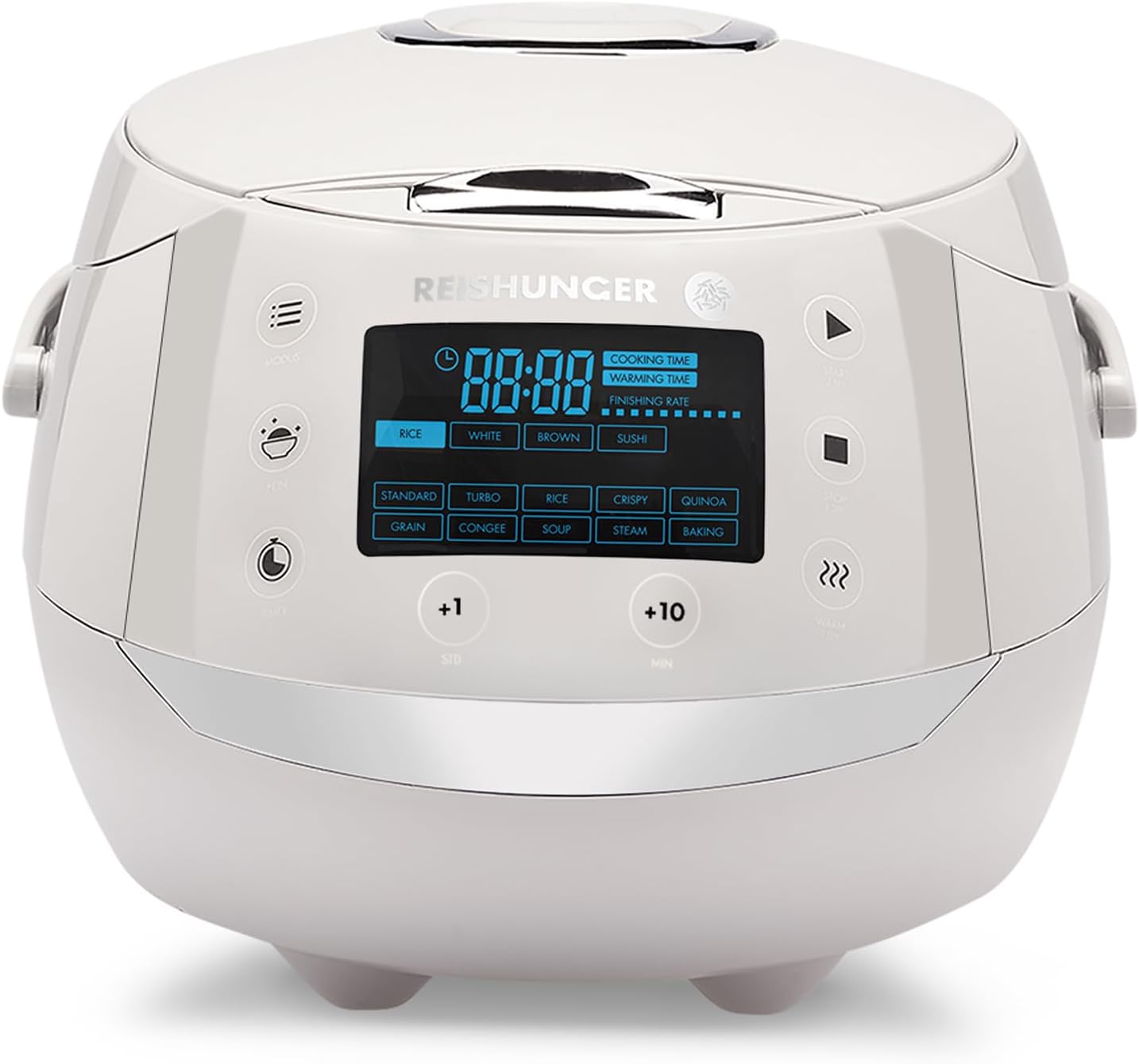 REISHUNGER Digitaler Reiskocher & Dampfgarer Schwarz | 1,5 L bis 8 Personen | Warmhaltefunktion, Timer & Premium Innentopf | Multikocher, 12 Programme, 7-Phasen-Technologie