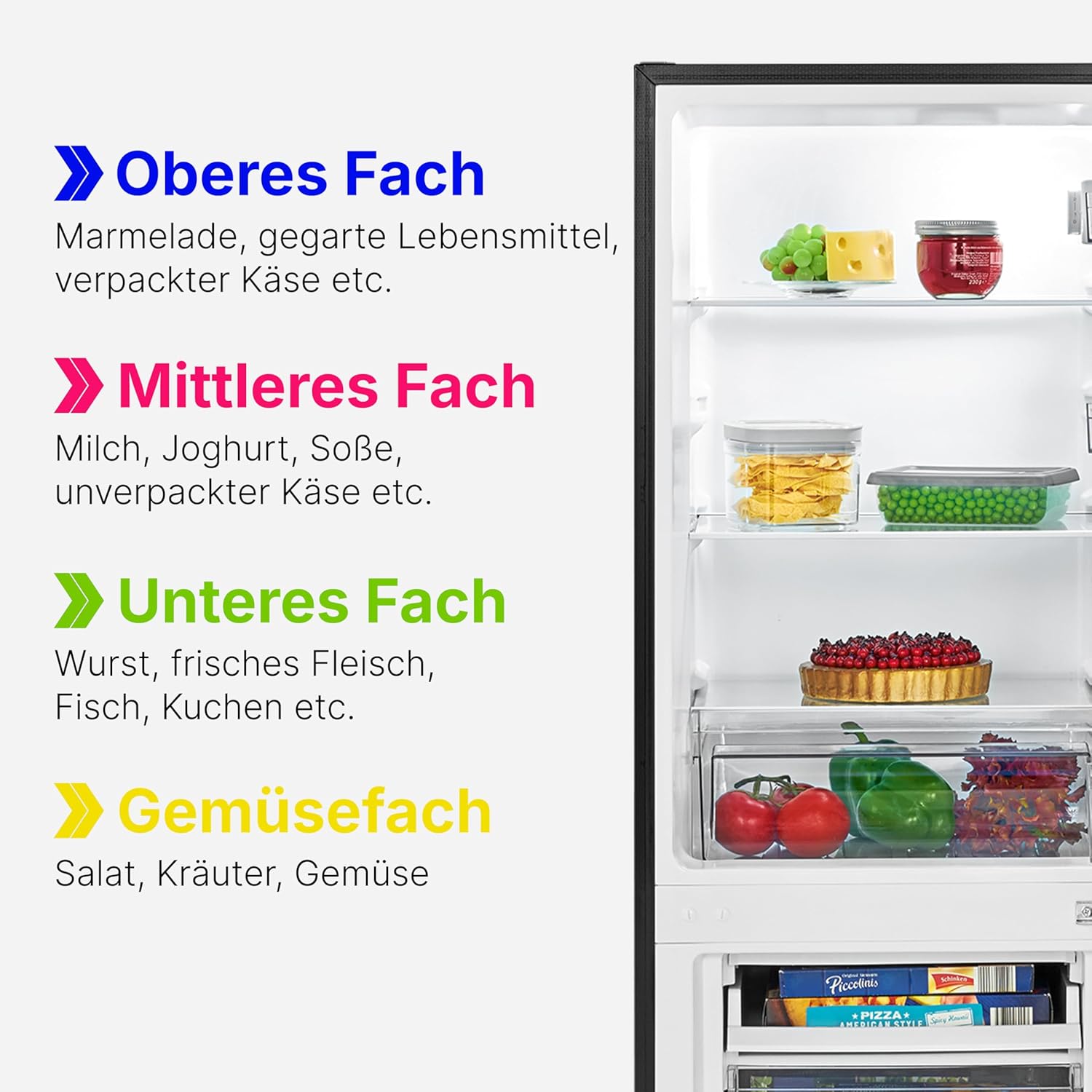 Bomann® Kühlschrank mit Gefrierfach | Energieklasse C | 143cm | Kühl Gefrierkombination leise 40 dB | 3 Ablagen & 2 Schubladen | Türanschlag wechselbar | 173L Kühlgefrierkombi | KG 7359 schwarz-inox