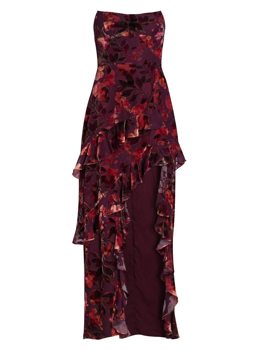 Amanda Uprichard Magnolia Maxi Dress in Burgundy