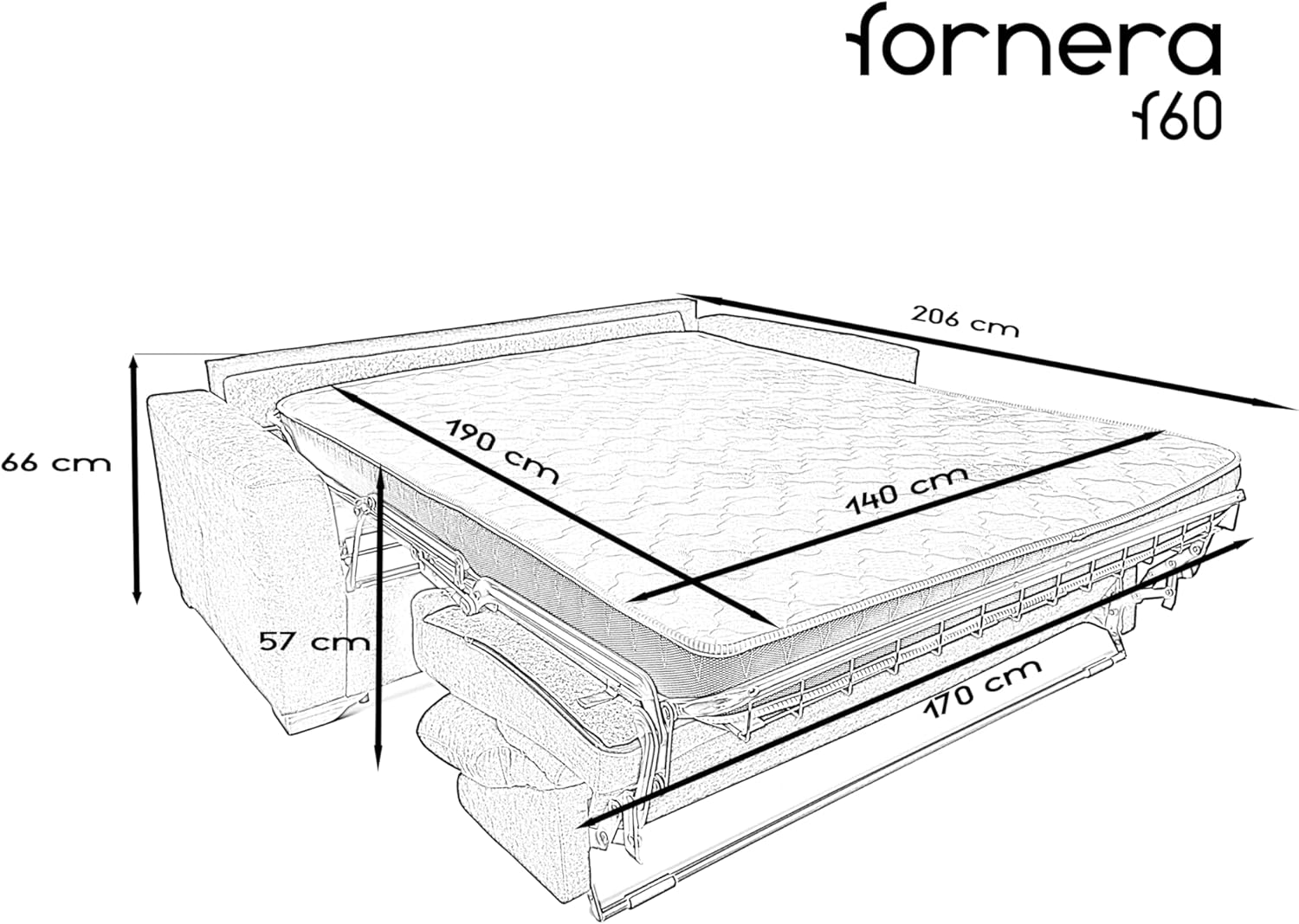 f60 Sofa mit Schlaffunktion - 3 Sitzer Schlafsofa und Klappsofa mit hochwertiger Kaltschaummatratze & CATAS Bettgestell - Schlafcouch mit Bettfunktion gelb (Honey Melon)