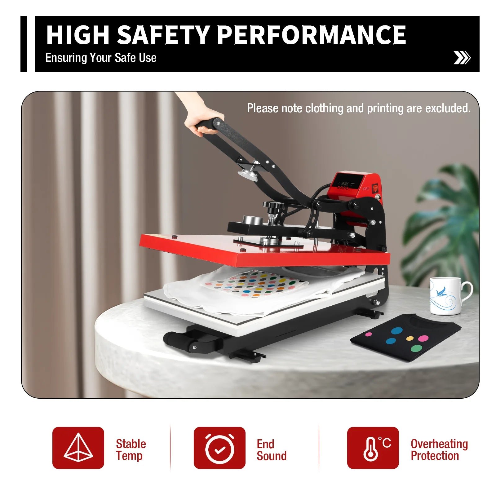 16′′ x 20′′ Clamshell Semi-Auto Open Heat Press Machine with Slide Out Function Heavy