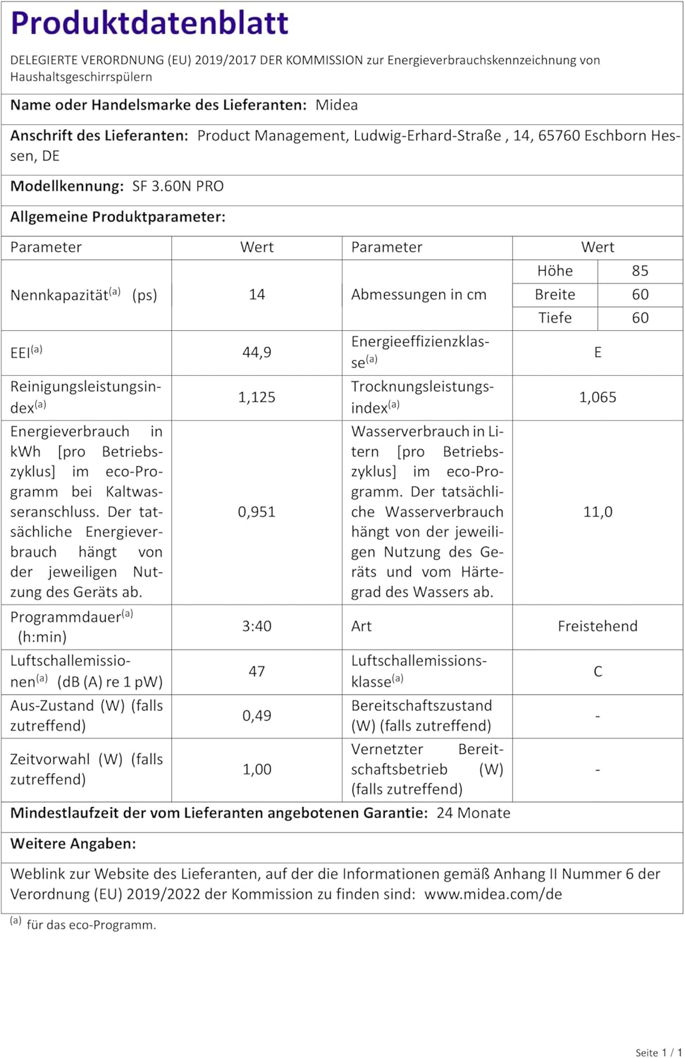 Midea Geschirrspüler Unterbau MDWEU1435XSS-W, 14 Maßgedecke, Spülmaschine 60 cm Teilintegrierbar mit WIFI, Extra Trocknung, 7 Programme, 47dB, 0-24h Startzeitverzögerung, Inox