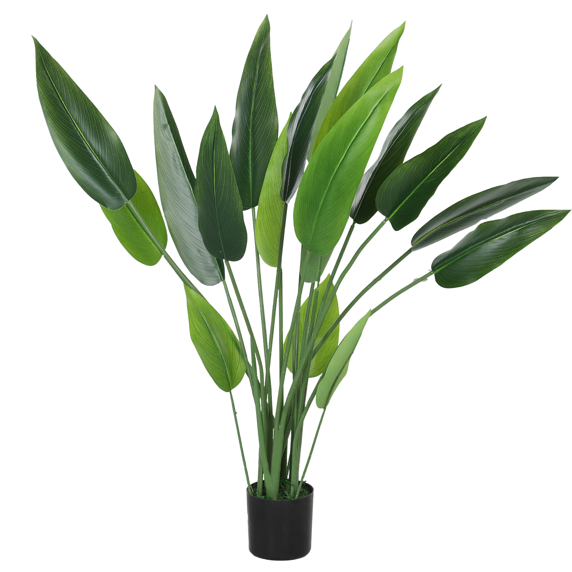 Kunstplant in Cementpot, 18 Bladeren, Plastic, Groen