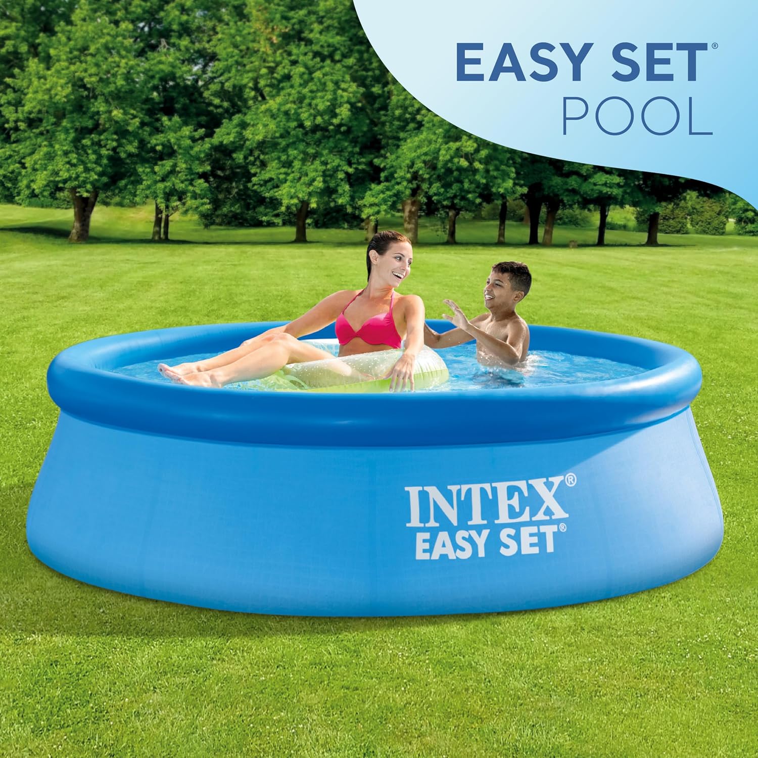 Intex 28110NP – Aufstellpool Easy Set Rund, 2419 L, PVC, Blau, 244x76 cm