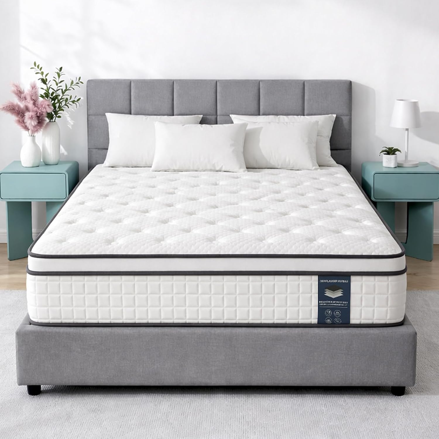 Matratze 140x200 cm Höhe 25cm, 7-Zonen Orthopädische Federkernmatratze mit Comfort Memory-Schaum Schicht, Härtegrad H3, Rückenentlastende