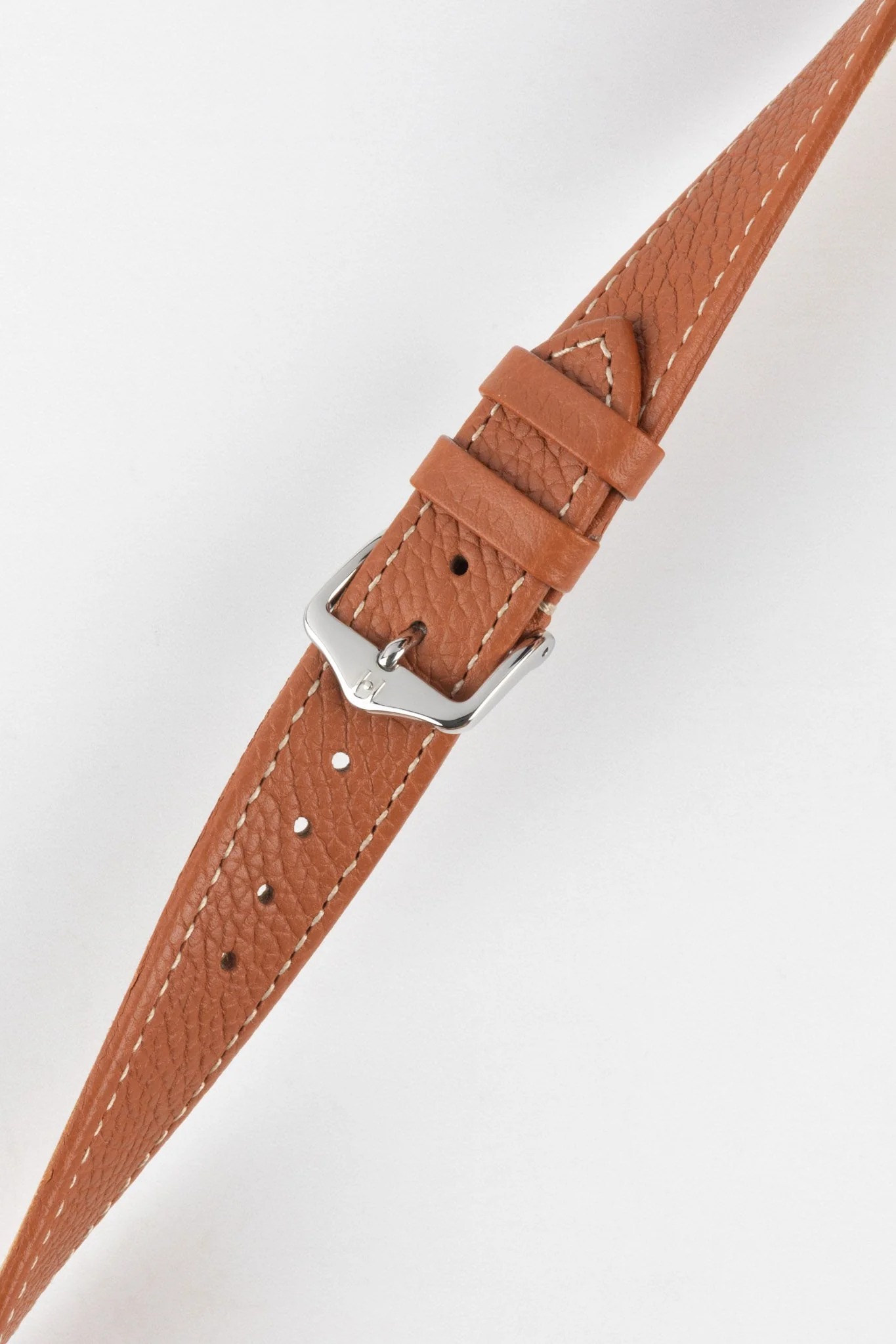 Hirsch BOLOGNA Quick-Release French-Style Textured Leather Watch Strap in GOLD BROWN