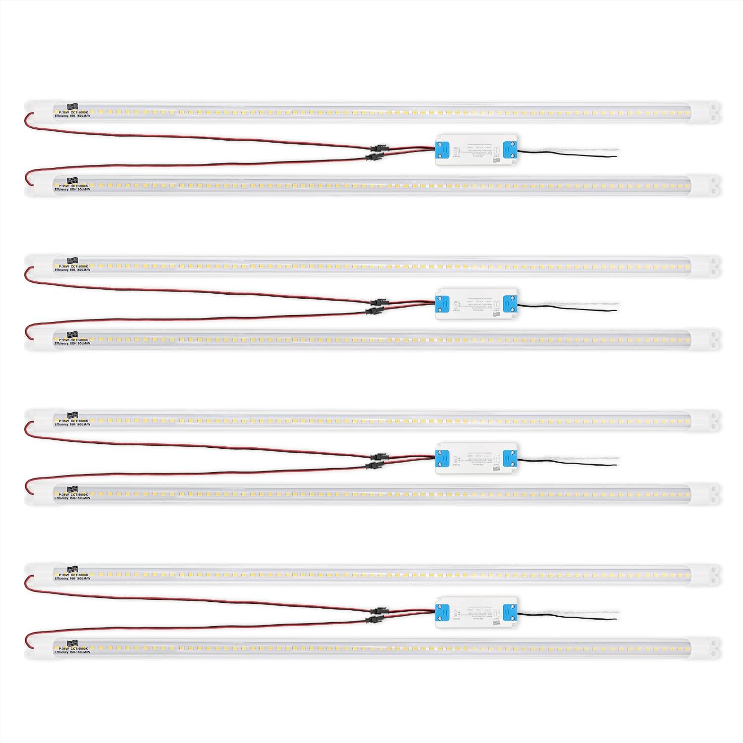 Troffer LED-Leuchtmittel, 4 m, 36 W, magnetisches LED-Nachrüstset, 36 W, warmweiß, 3500 K, Tageslichtweiß, 5000 K, T8 T10 T12 Leuchtstofflampen-Ersatz, (4FT-35000K-4PACK)