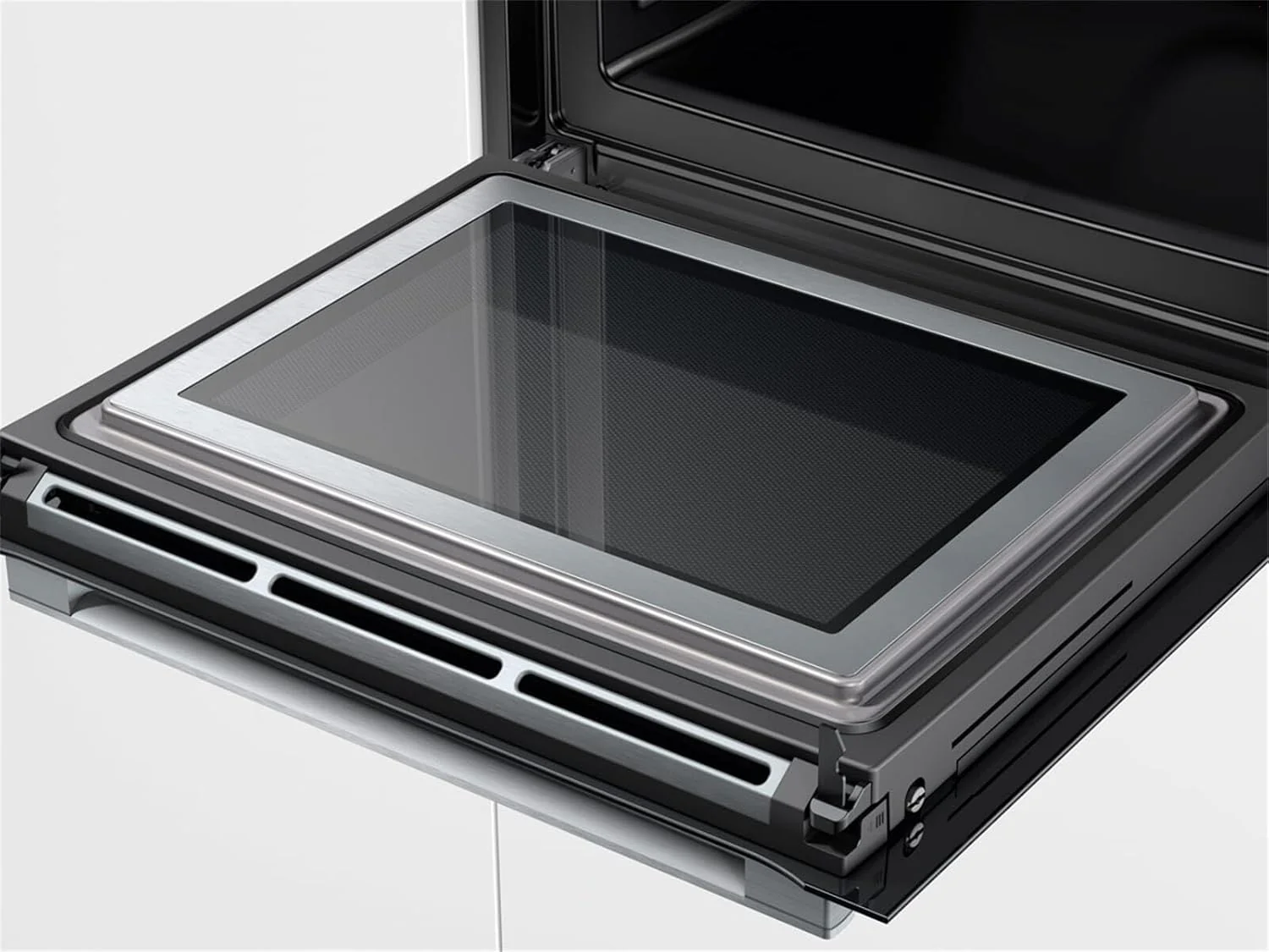 Bosch HMG7361B1, Serie 8 smarter Einbau-Backofen mit Mikrowellenfunktion, 60 x 60 cm, Made in Germany, Schwarz, Air Fry, Digitaler Bedienring, Touchdisplay, Automatikprogramme, Reinigungsunterst��tzung