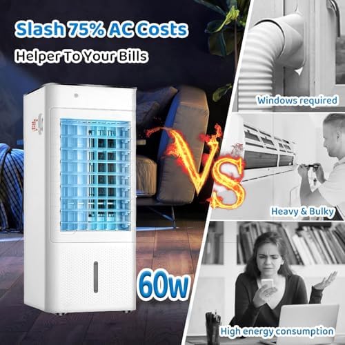 Tragbare Klimaanlage mit Fernbedienung, 3 Geschwindigkeiten & Timer, Verdunstungskühler für Schlafzimmer, 7L Tank, leiser Betrieb, energiesparende Inneneinheit