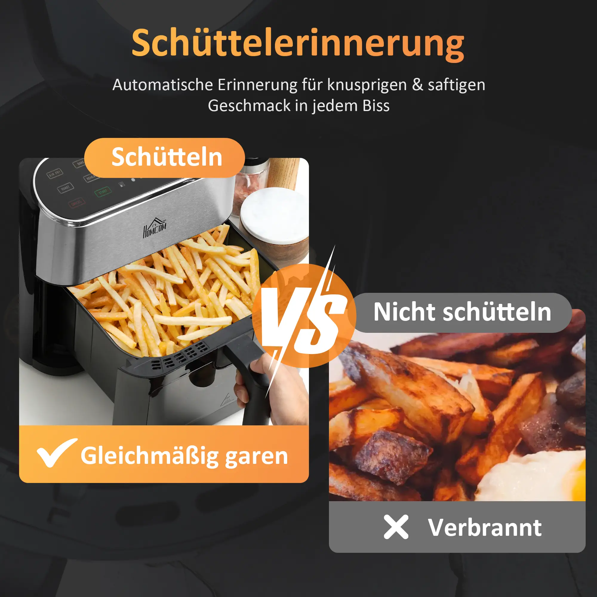 HOMCOM heteluchtfriteuse airfryer vetarm snel koken