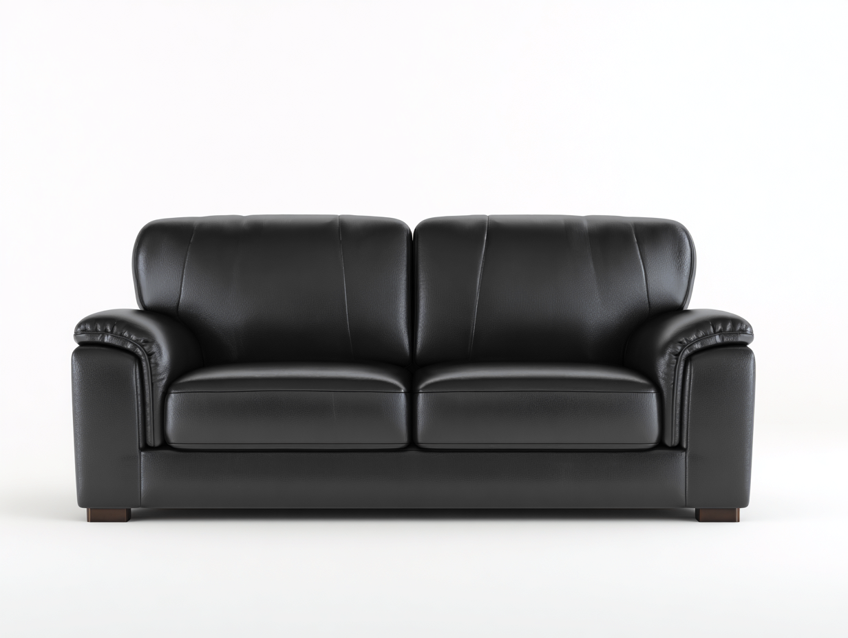 Zweisitzer Sofa Kunstleder 170x88x82 cm - Schwarz - Geeignet für Wohnzimmer - Klassisches Design