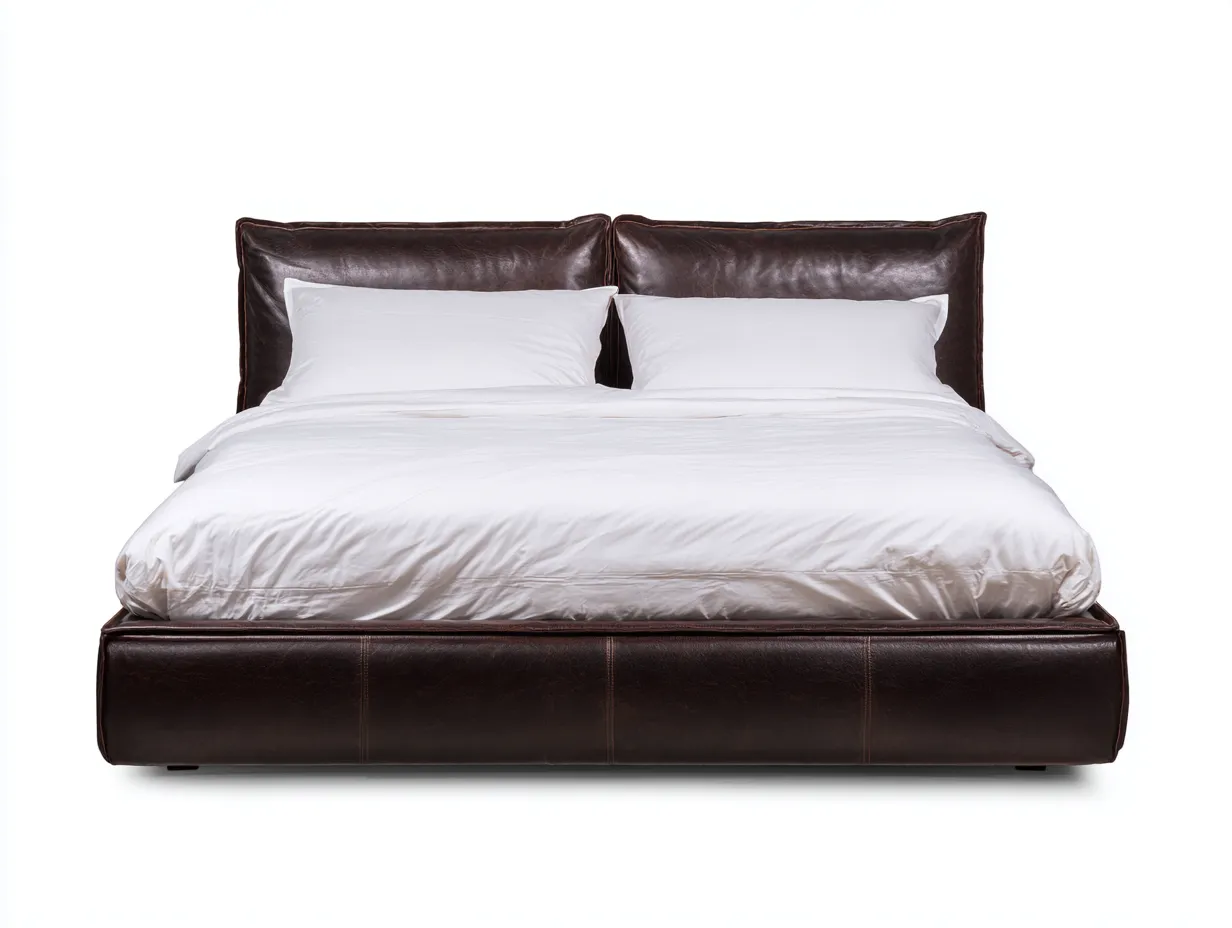 Doppelbett Kunstleder 200 x 180 x 105 cm - dunkelbraun - für Schlafzimmer - modern gepolstert mit hohem Kopfteil