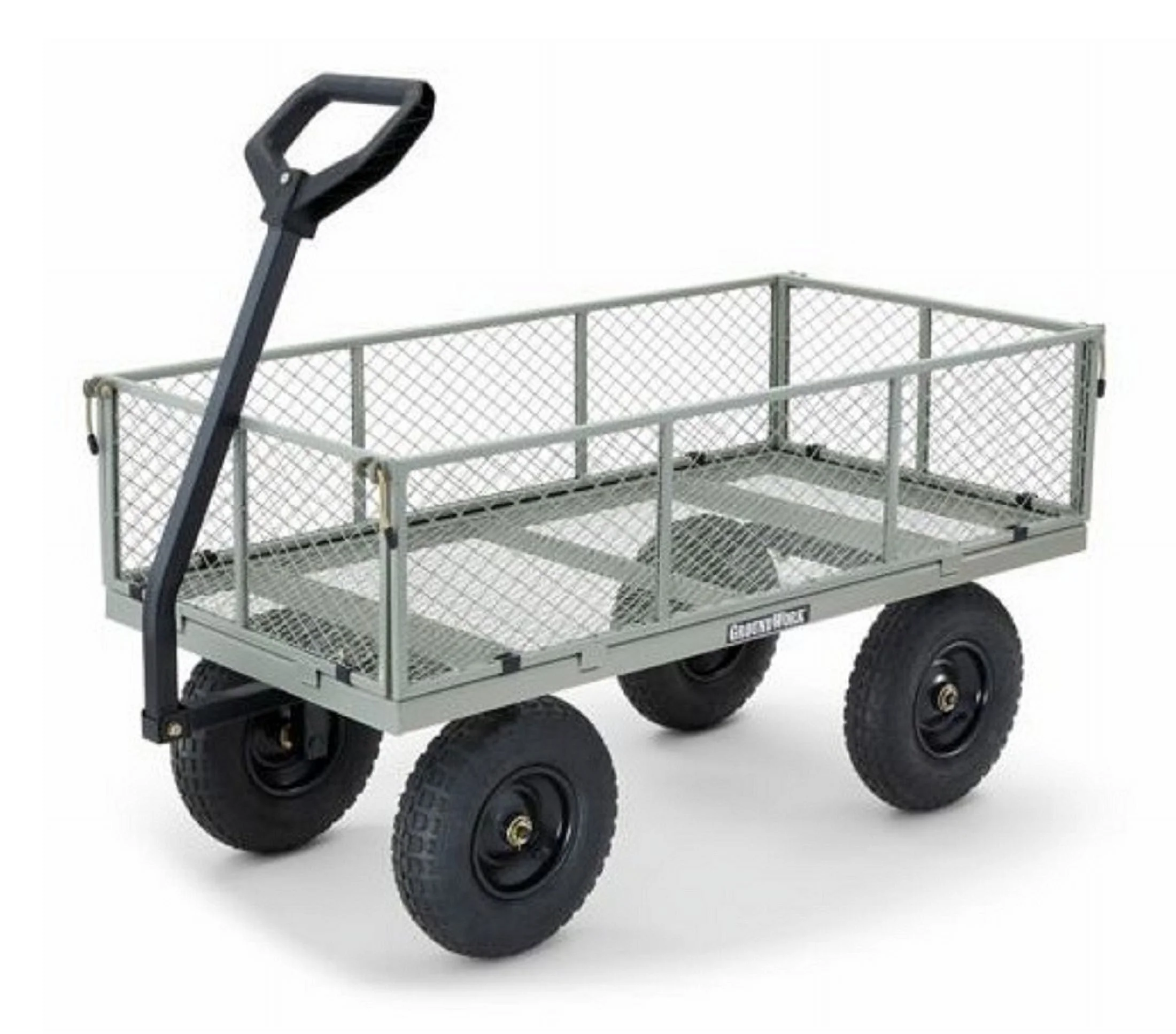 GroundWork GW-1001-2 Stalen tuinkar met 1000 lbs capaciteit, 6 kubieke voet, grijs