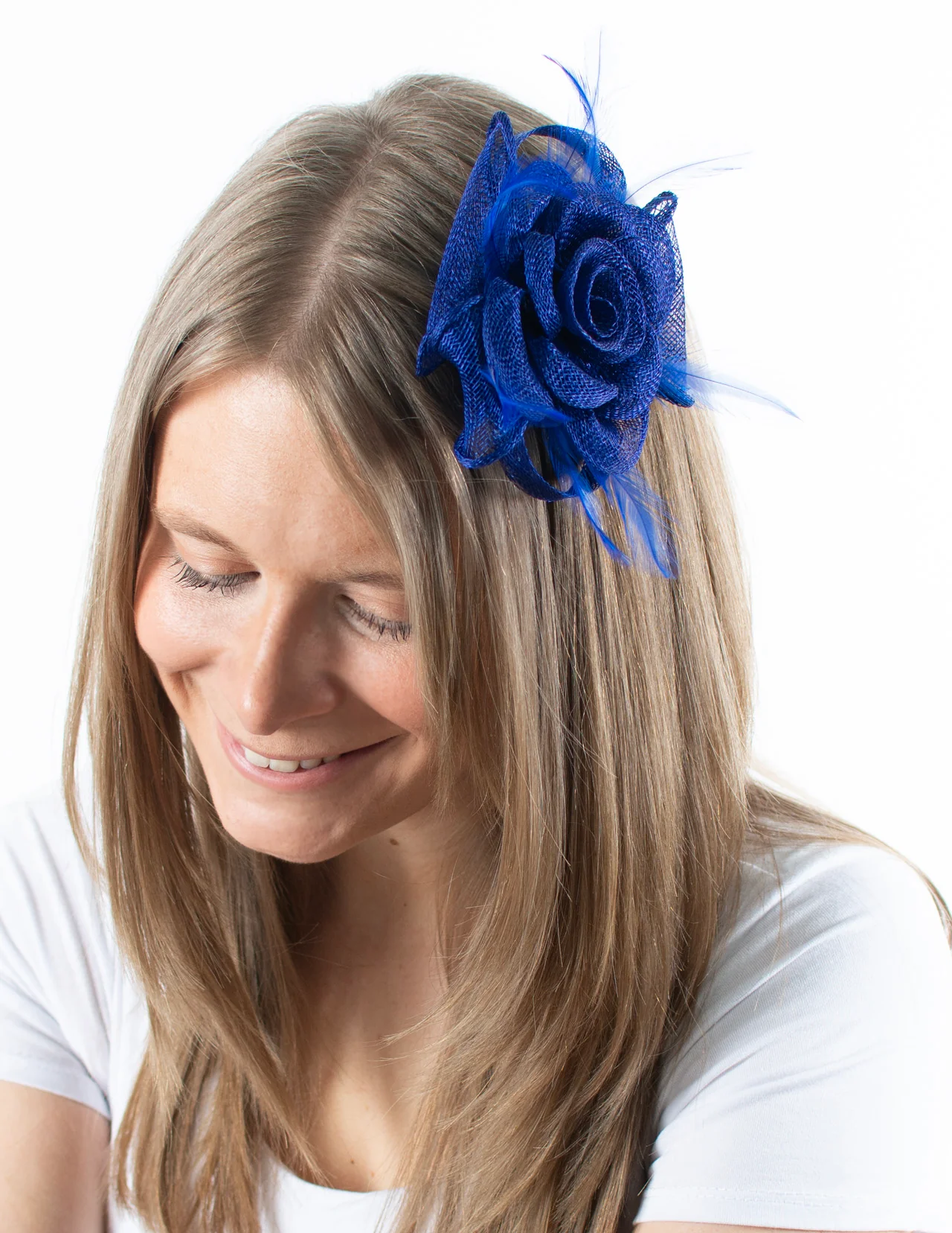 Fascinator | Small Rose Brooch | Royal Blue